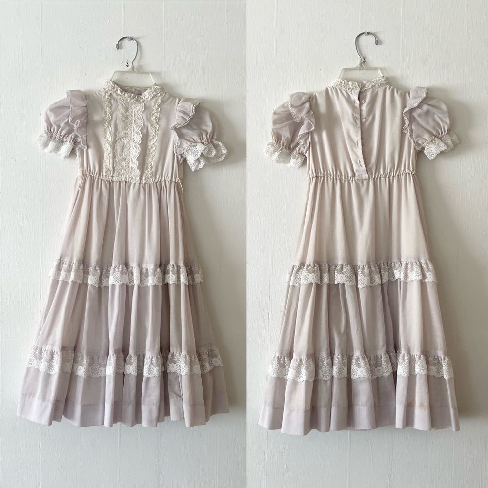 Vintage Gunne Sax Girls’ Jeunes Filles Jessica McClintock Dress Cream & Lavender